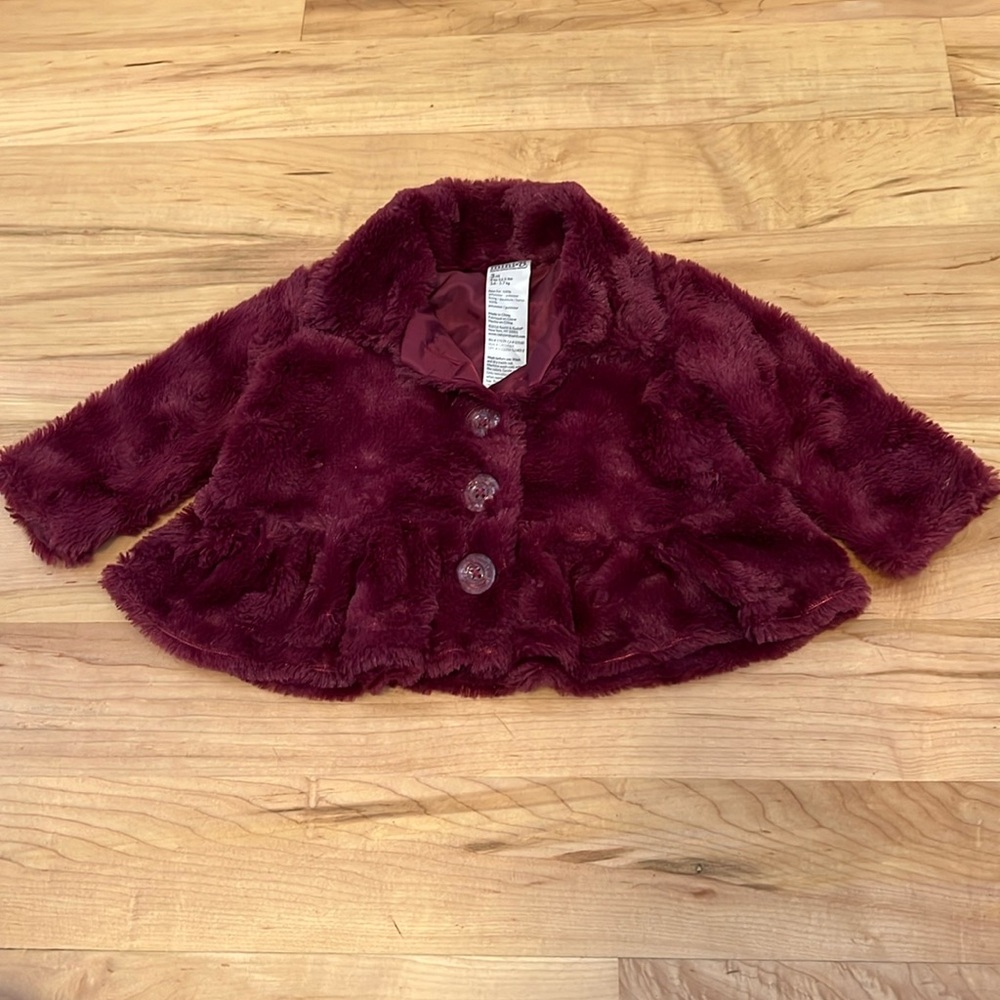 Mini B Girls Button up Fur Coat 3 months